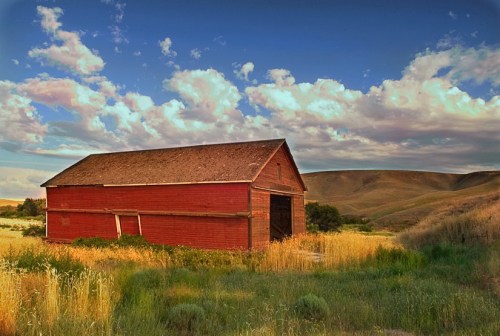 Clouds behind Red Barn by Gary Hamburgh - All Rights Reserved