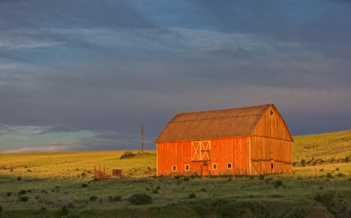Barn Glows in Evening Light by Gary Hamburgh - All Right Reserved
