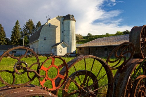 Dahmen Barn with Wheel Fence by Gary Hamburgh - All Rights Reserved