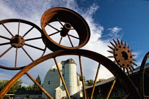 Barn through the Wheels by Gary Hamburgh - All Rights Reserved