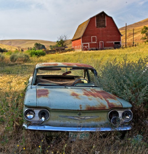 Corvair with Barn - Copyright Gary Hamburgh 2009 - All Rights Reserved